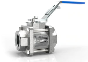 M10Si4 (Threaded BSP) Stainless Steel Reduced Bore 3-Piece ISO Ball Valve c/w Lockable Handle