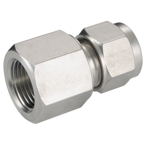 METRIC FEMALE STUD - TWIN FERRULE COMPRESSION FITTING STAINLESS STEEL