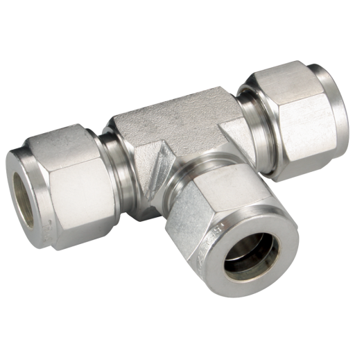METRIC TEE - TWIN FERRULE COMPRESSION FITTING STAINLESS STEEL