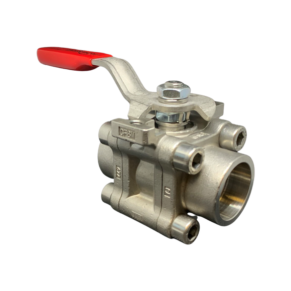 F44 (SOCKET WELD) STAINLESS STEEL ANTI STATIC FIRE SAFE 3-PIECE BALL VALVE
